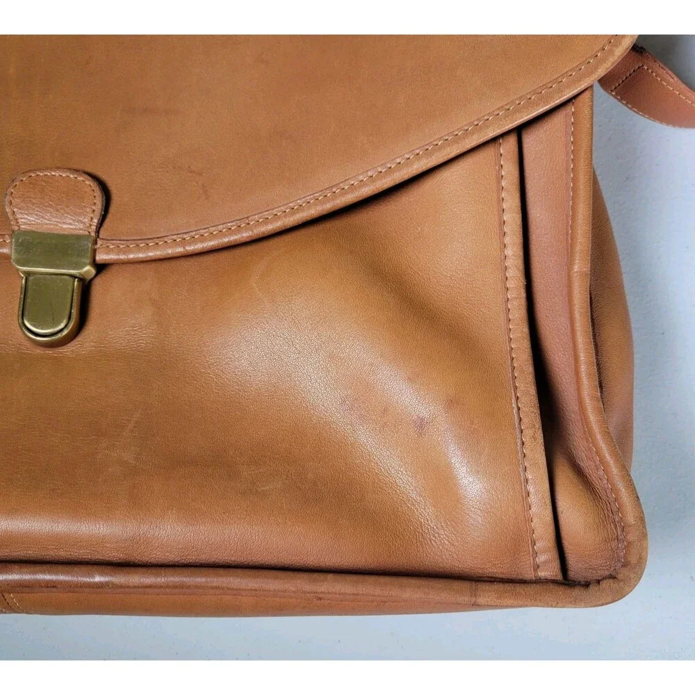 VTG Coach Morgan Briefcase 7105 British Tan Cowhide Leather Messenger Bag 90s